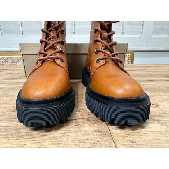 Madewell The Rayna Lace-Up Boot English Saddle Leather Size 5.5 NIB Combat Boot - Picture 8 of 16